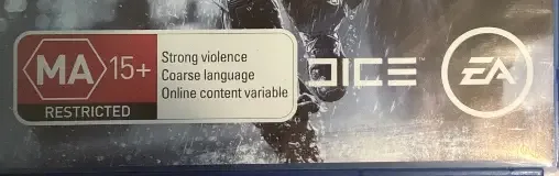 Battlefield 4, the Australian classification mark on its front