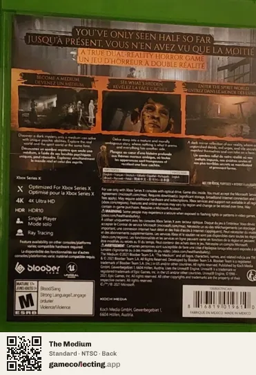The Medium Xbox Series X, NTSC box back