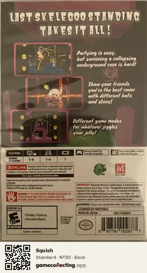Squish Nintendo Switch, NTSC box back