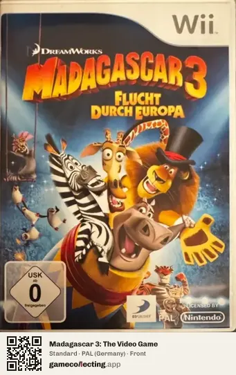 Madagascar 3: The Video Game Nintendo Wii, Germany box front