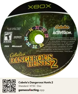 Cabela's Dangerous Hunts 2 Xbox, NTSC disc