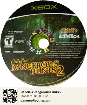 Cabela's Dangerous Hunts 2 Xbox, NTSC disc
