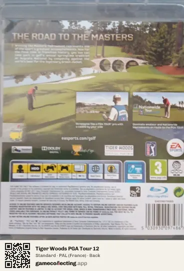 Tiger Woods PGA Tour 12 PlayStation 3, France box back