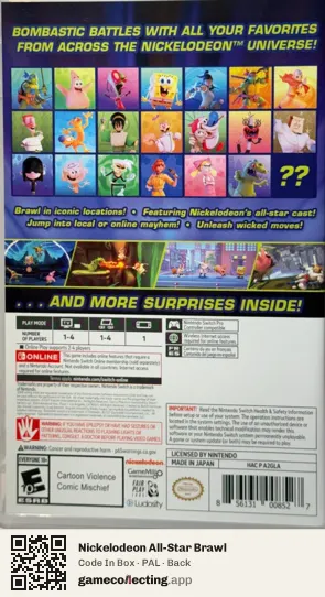 Nickelodeon All-Star Brawl Nintendo Switch, PAL box back