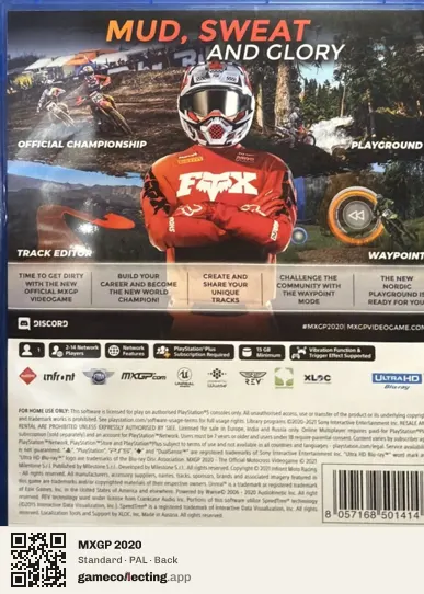 MXGP 2020 PlayStation 5, PAL box back