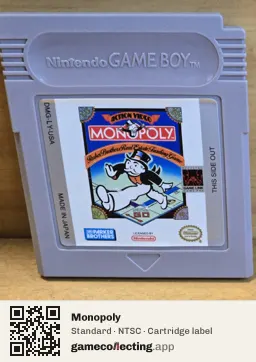Monopoly Game Boy, NTSC cartridge label
