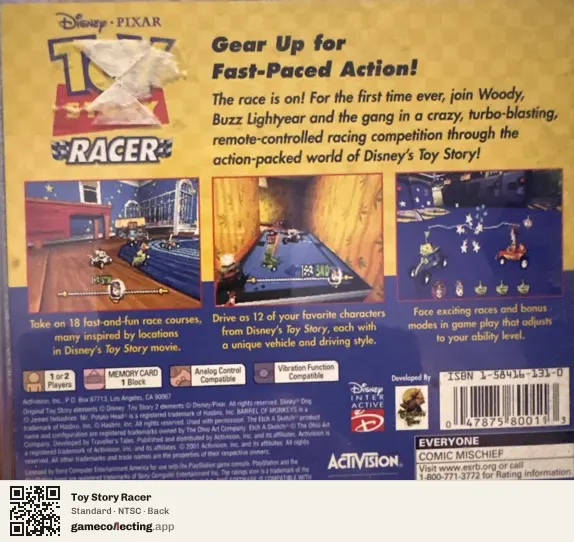 Toy Story Racer PlayStation, NTSC box back