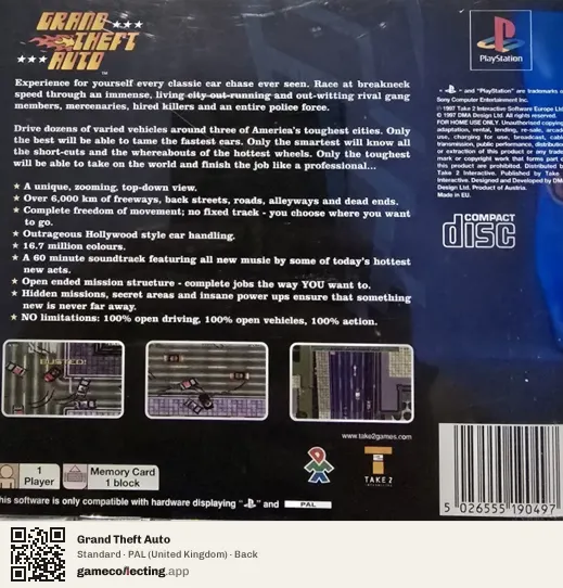 Grand Theft Auto PlayStation, United Kingdom box back