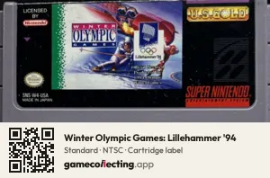 Winter Olympic Games: Lillehammer '94 Super Nintendo Entertainment System, NTSC cartridge label