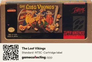 The Lost Vikings Super Nintendo Entertainment System, NTSC cartridge label
