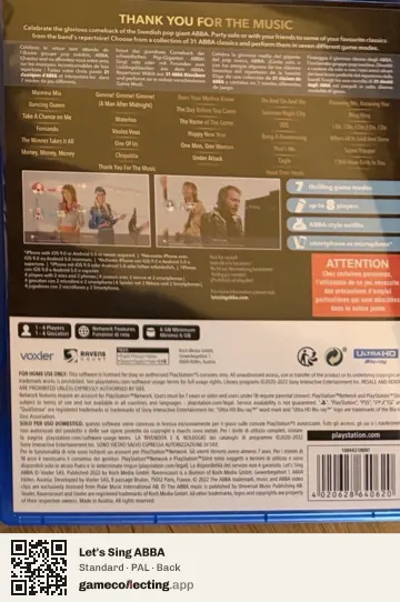 Let's Sing ABBA PlayStation 5, PAL box back
