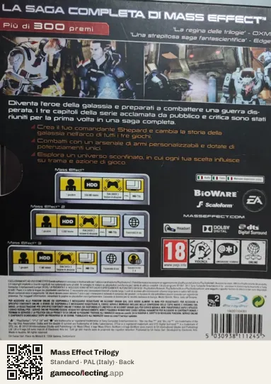 Mass Effect Trilogy PlayStation 3, Italy box back