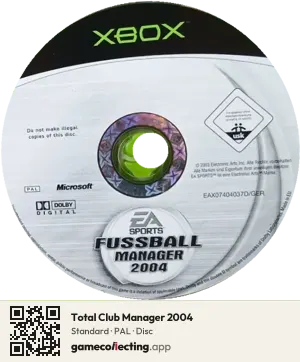 Total Club Manager 2004 Xbox, PAL disc