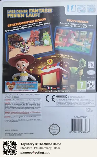 Toy Story 3: The Video Game Nintendo Wii, Germany box back