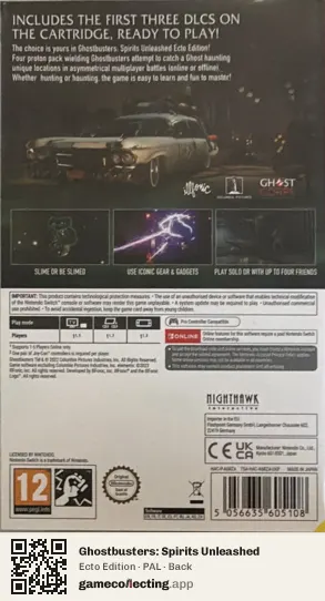 Ghostbusters: Spirits Unleashed Nintendo Switch, PAL box back