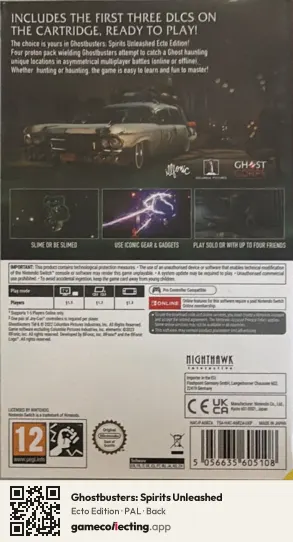 Ghostbusters: Spirits Unleashed Nintendo Switch, PAL box back