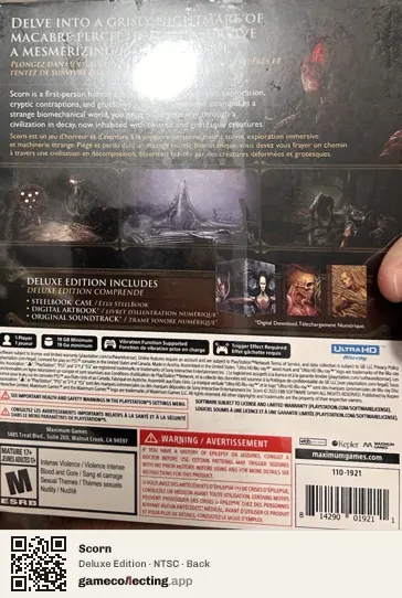 Scorn PlayStation 5, NTSC box back