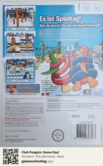 Club Penguin: Game Day! Nintendo Wii, Germany box back