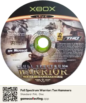 Full Spectrum Warrior: Ten Hammers Xbox, PAL disc