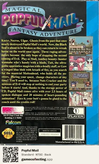 Popful Mail Sega Mega-CD / Sega CD, NTSC box back