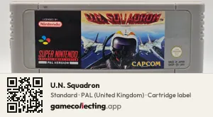 U.N. Squadron Super Nintendo Entertainment System, PAL cartridge label