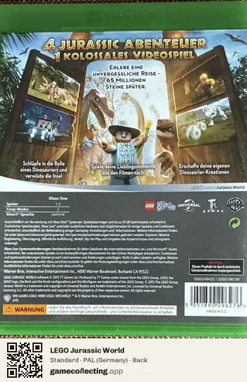 LEGO Jurassic World Xbox One, Germany box back