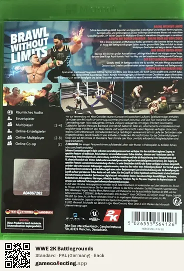 WWE 2K Battlegrounds Xbox One, Germany box back