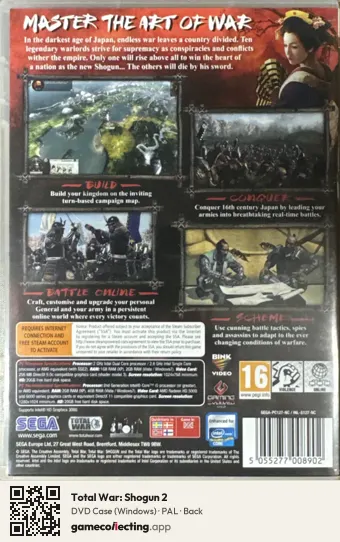 Total War: Shogun 2 Computer, PAL box back
