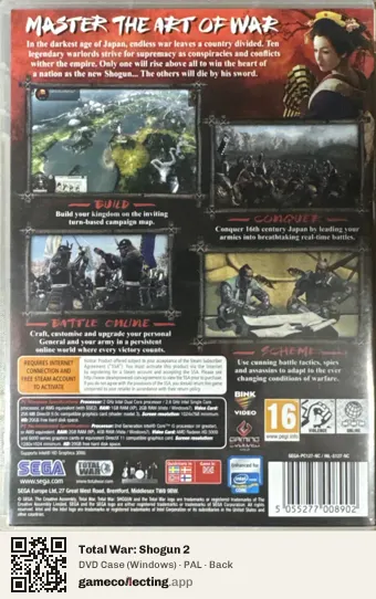 Total War: Shogun 2 Computer, PAL box back