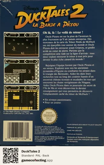 DuckTales 2 Nintendo Entertainment System, PAL box back
