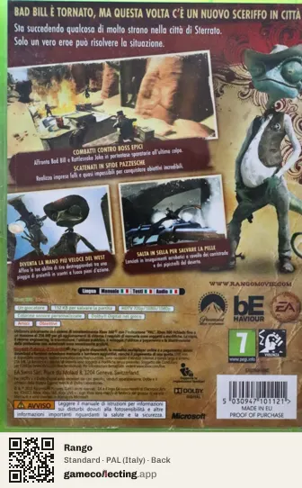 Rango Xbox 360, Italy box back