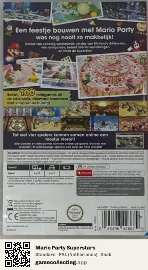 Mario Party Superstars Nintendo Switch, Netherlands box back