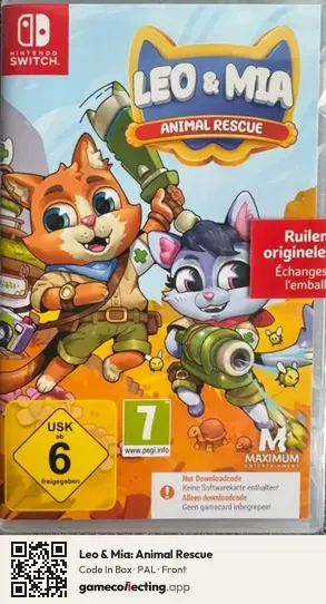 Leo & Mia: Animal Rescue Nintendo Switch, PAL box front