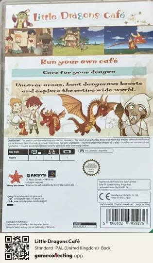 Little Dragons Café Nintendo Switch, United Kingdom box back