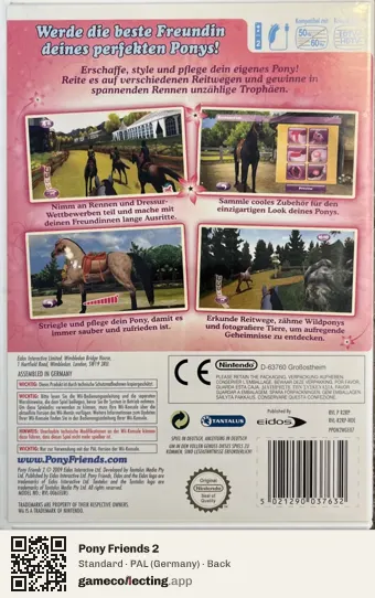 Pony Friends 2 Nintendo Wii, Germany box back