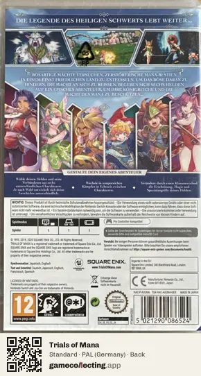 Trials of Mana Nintendo Switch, Germany box back