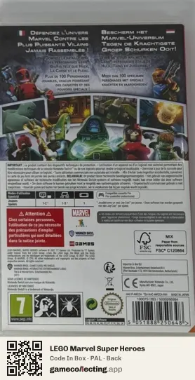 LEGO Marvel Super Heroes Nintendo Switch, PAL box back