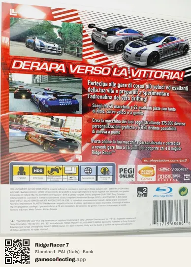 Ridge Racer 7 PlayStation 3, Italy box back
