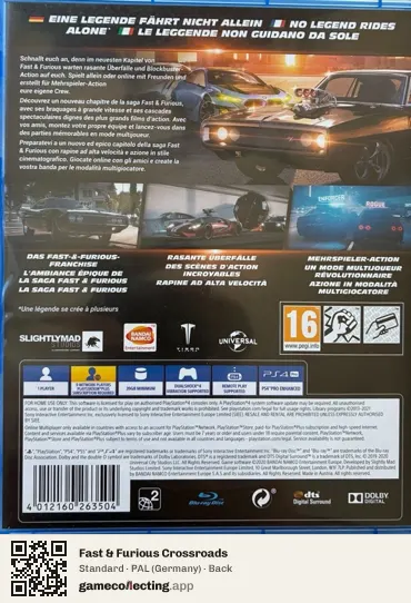 Fast & Furious Crossroads PlayStation 4, Germany box back