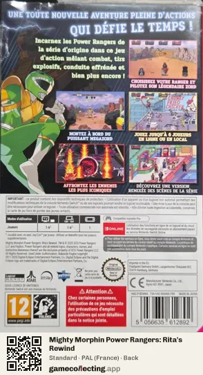 Mighty Morphin Power Rangers: Rita's Rewind Nintendo Switch, France box back