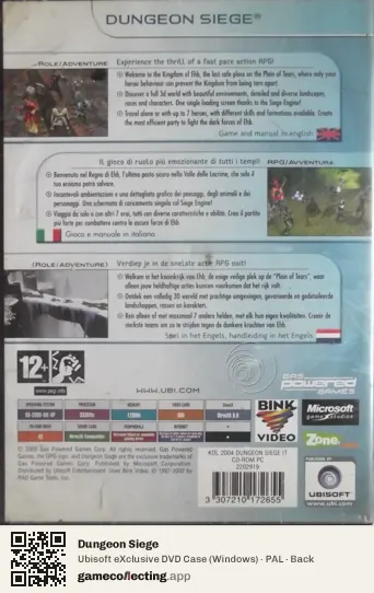 Dungeon Siege Computer, PAL box back