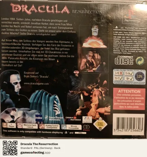 Dracula The Resurrection PlayStation, Germany box back