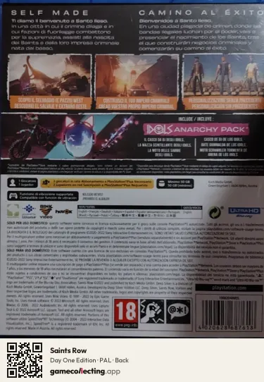 Saints Row PlayStation 5, PAL box back