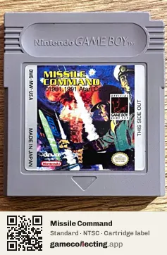 Missile Command Game Boy, NTSC cartridge label