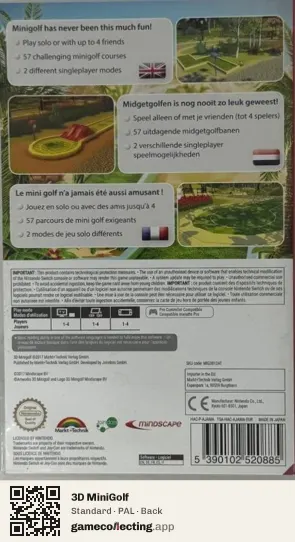 3D MiniGolf Nintendo Switch, PAL box back