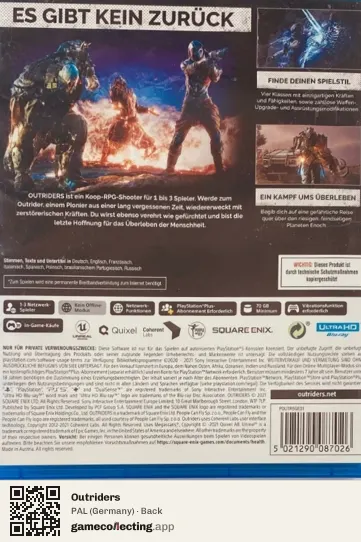 Outriders PlayStation 5, Germany box back