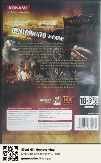Silent Hill: Homecoming Computer, PAL box back