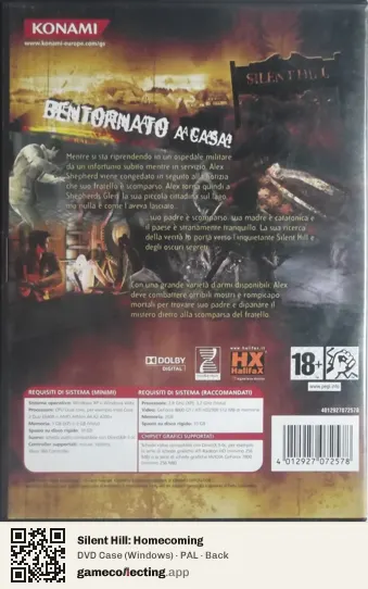 Silent Hill: Homecoming Computer, PAL box back