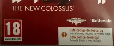Wolfenstein II: The New Colossus, the PEGI square on its front