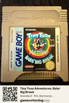 Tiny Toon Adventures: Babs' Big Break Game Boy, PAL cartridge label